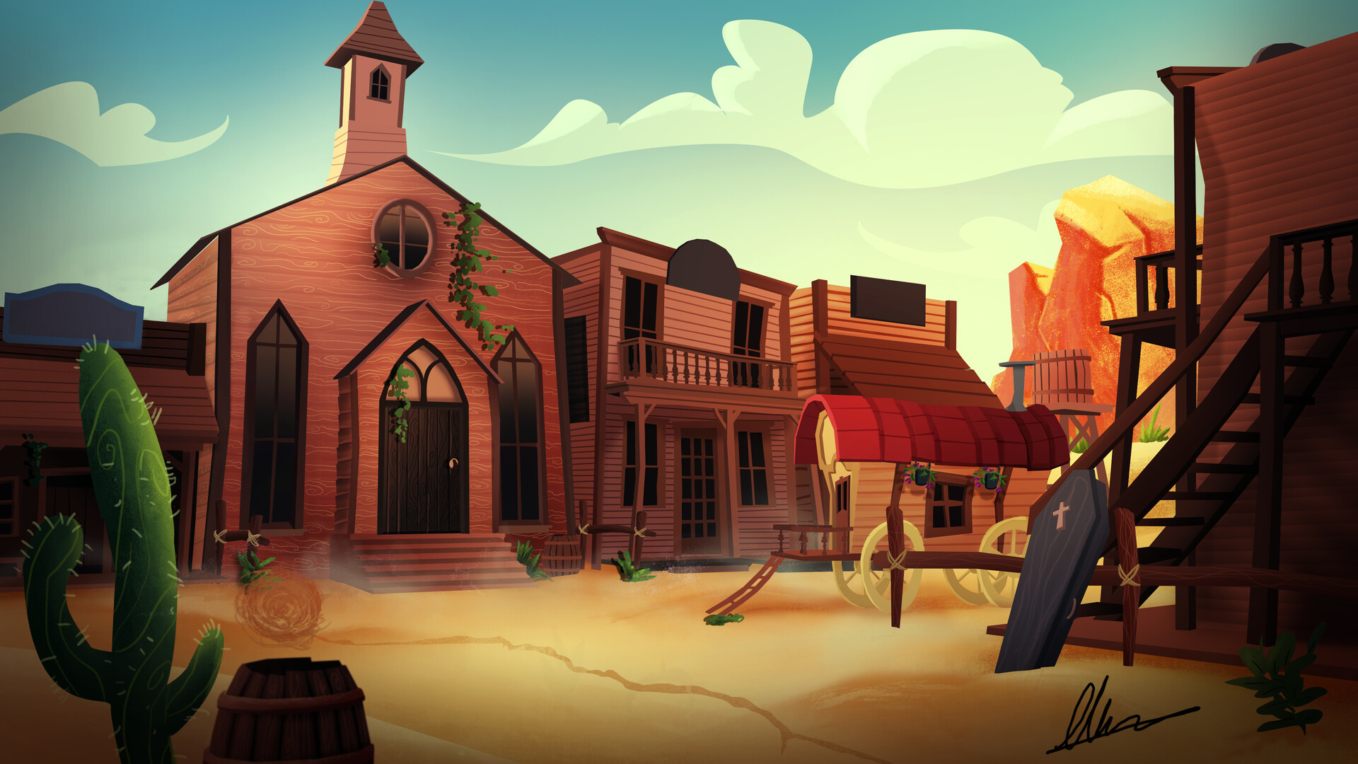 Western Cartoon Background