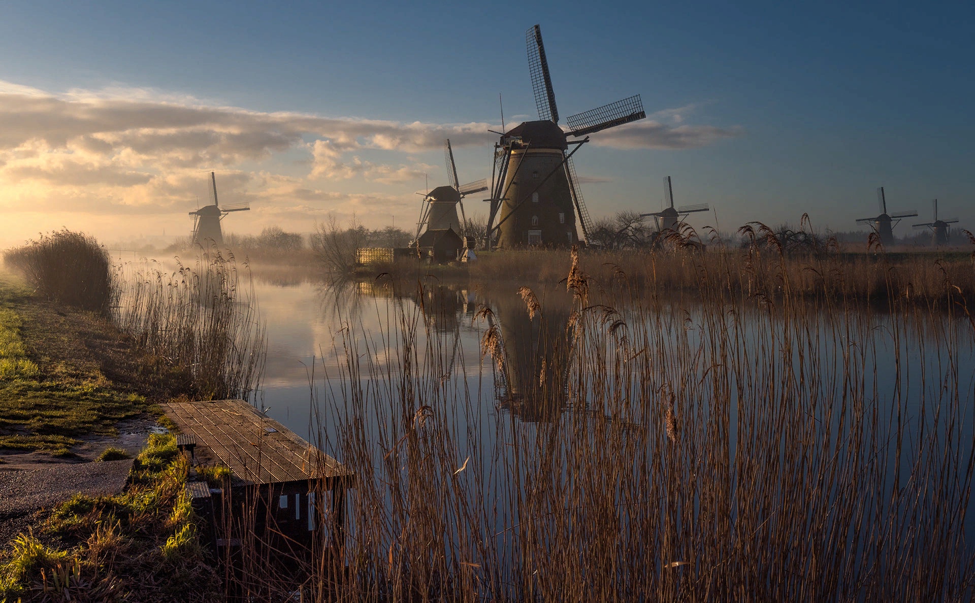 Windmill Fogy Netherlands Wallpapers