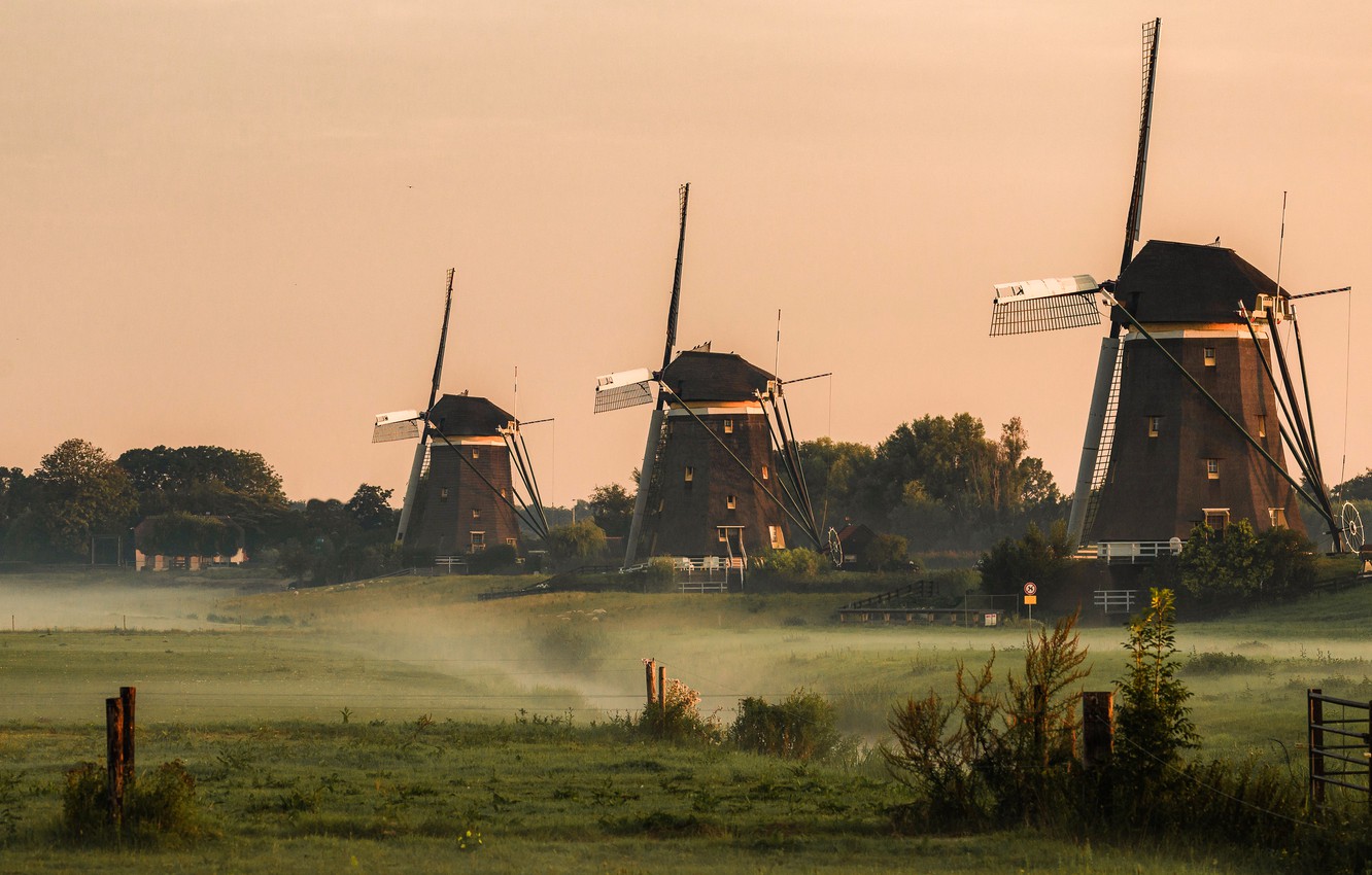 Windmill Fogy Netherlands Wallpapers