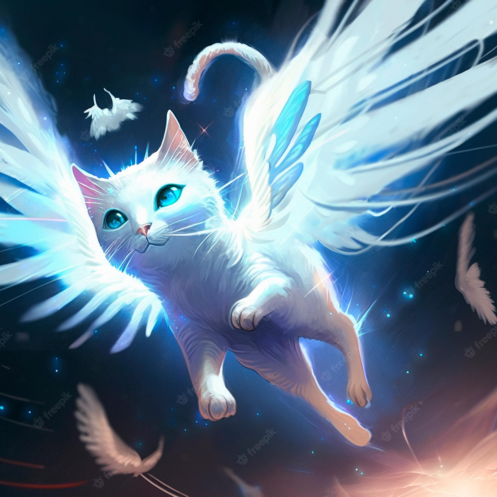 Winged Cats Art Wallpapers