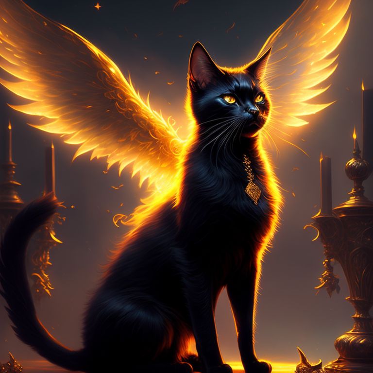 Winged Cats Art Wallpapers