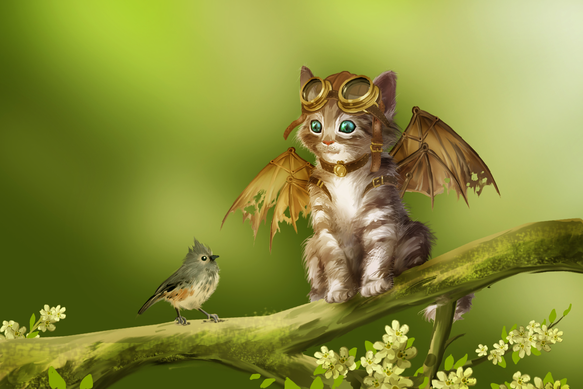 Winged Cats Art Wallpapers