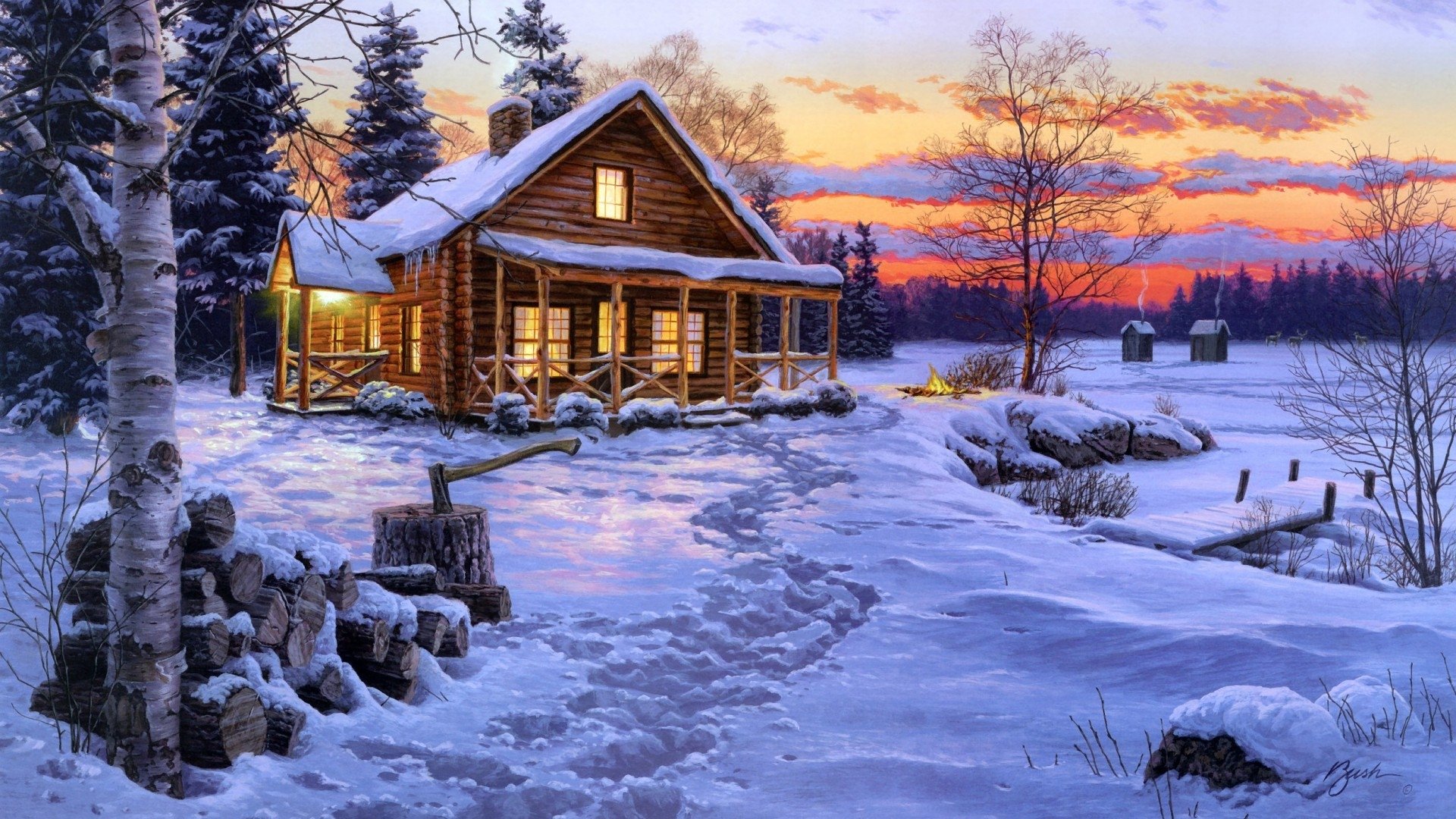 Winter Cabin Wallpapers