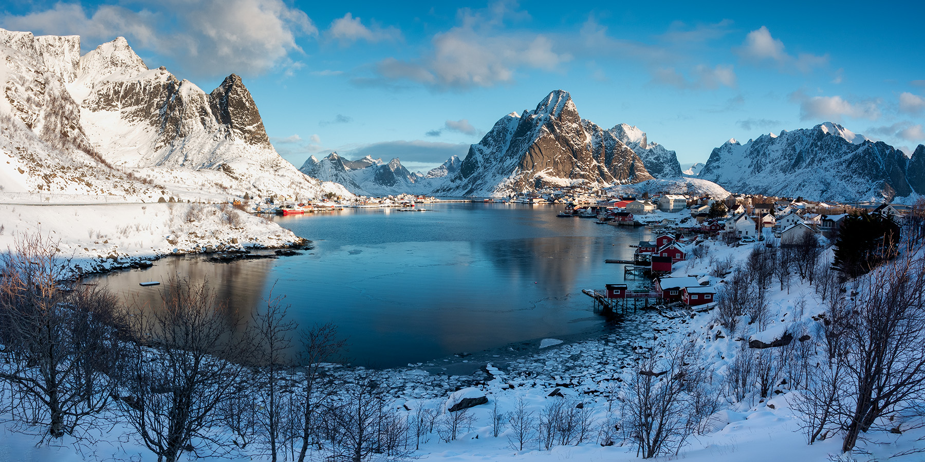 Winter Lake Snowy Mountain Landscape Wallpapers