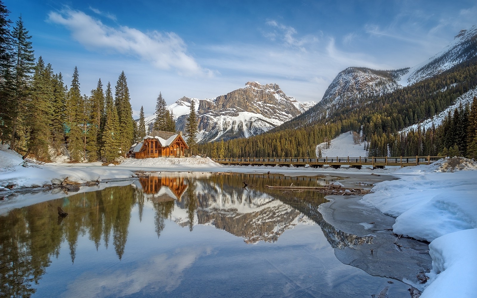 Winter Lake Snowy Mountain Landscape Wallpapers