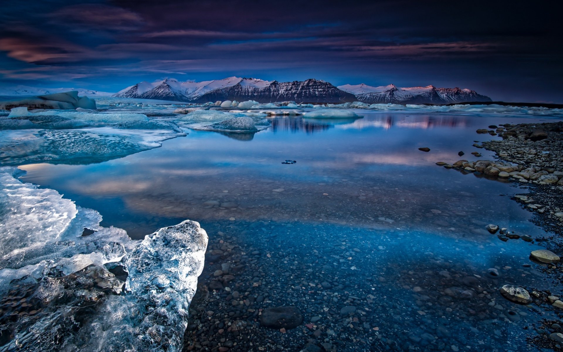 Winter Mountain And River Wallpapers