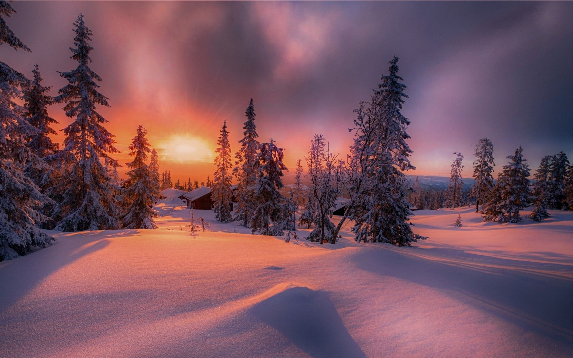 Winter Sunset Desktop Backgrounds