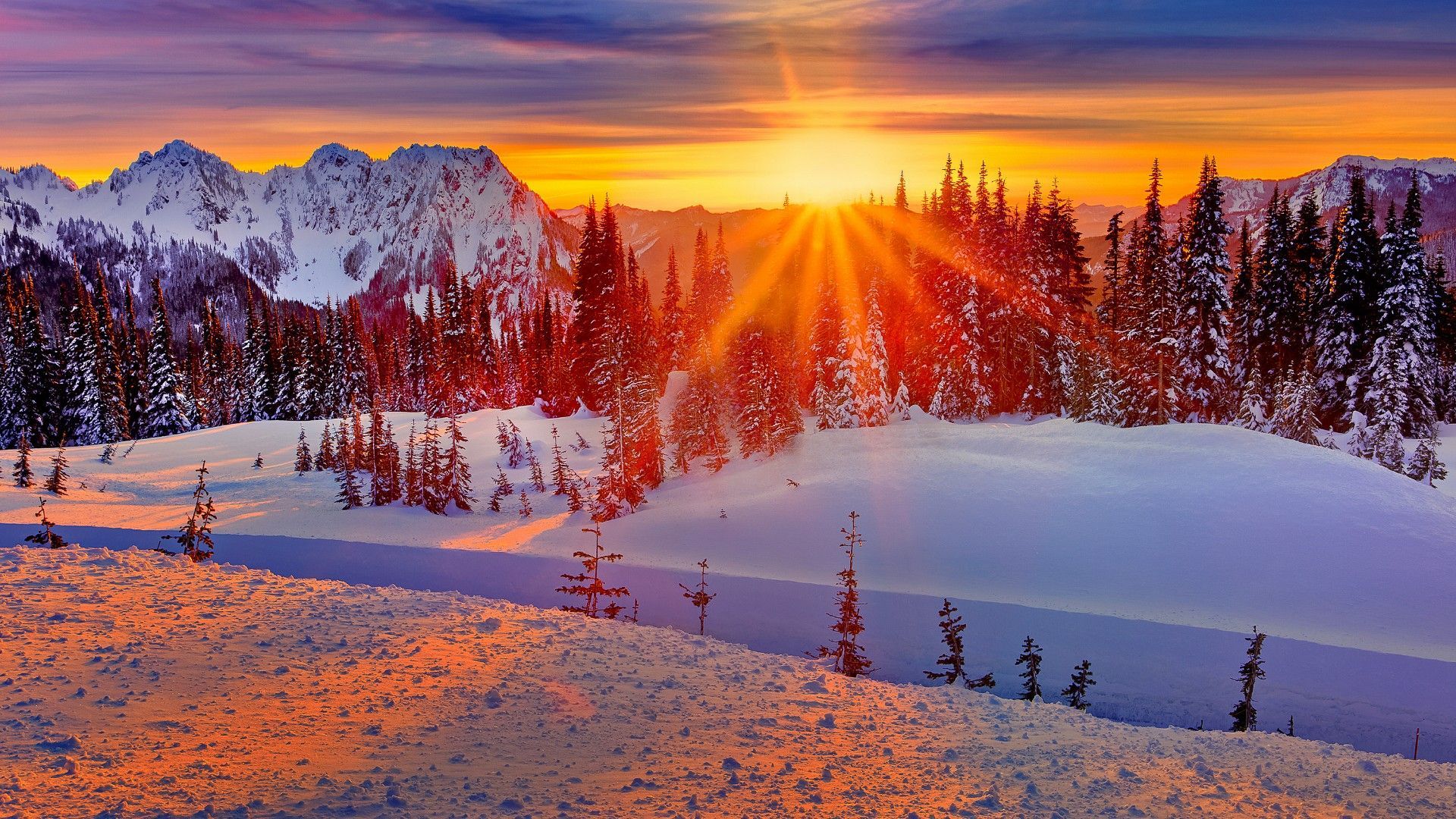 Winter Sunset Desktop Backgrounds