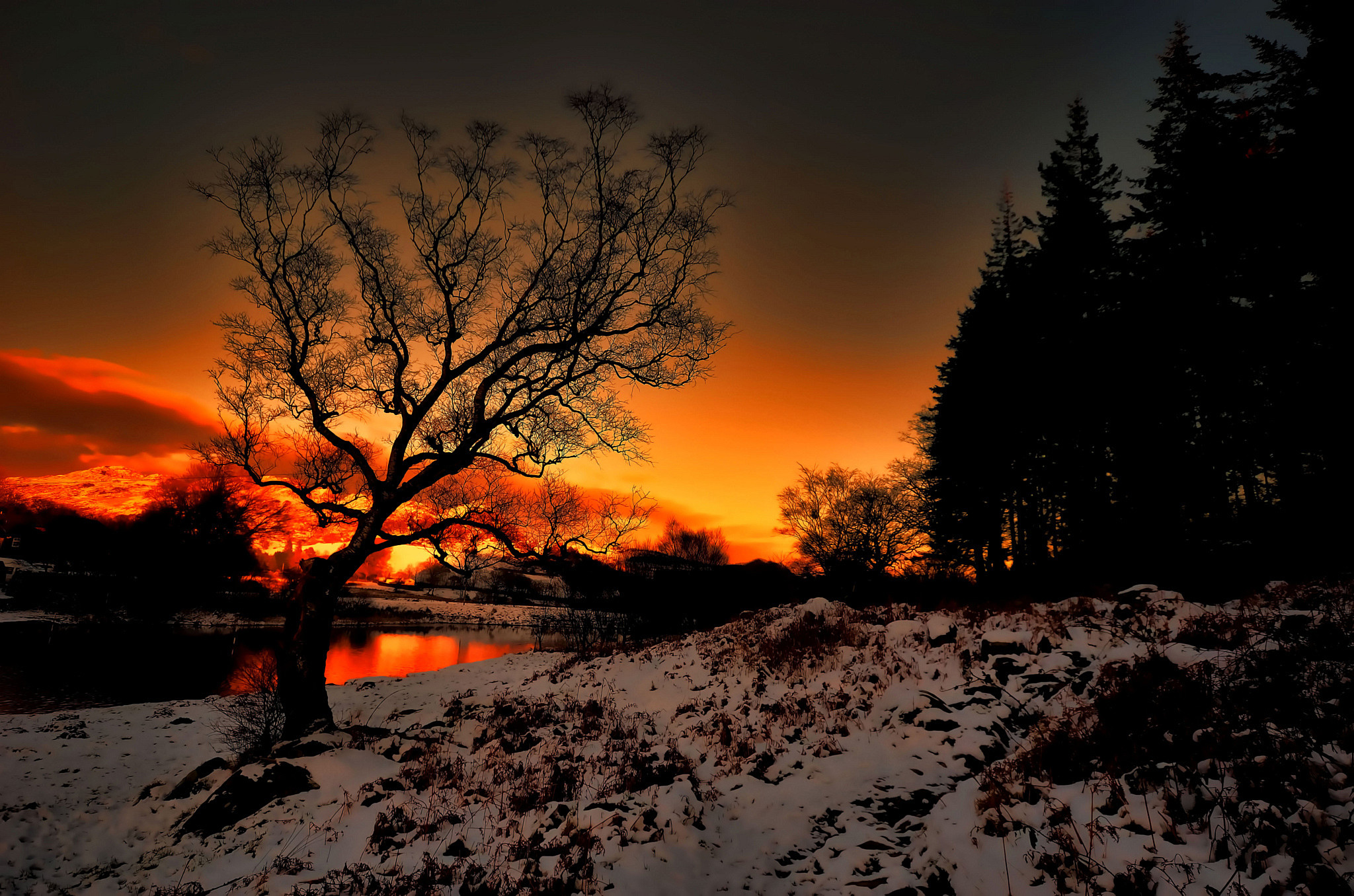 Winter Sunset Desktop Backgrounds