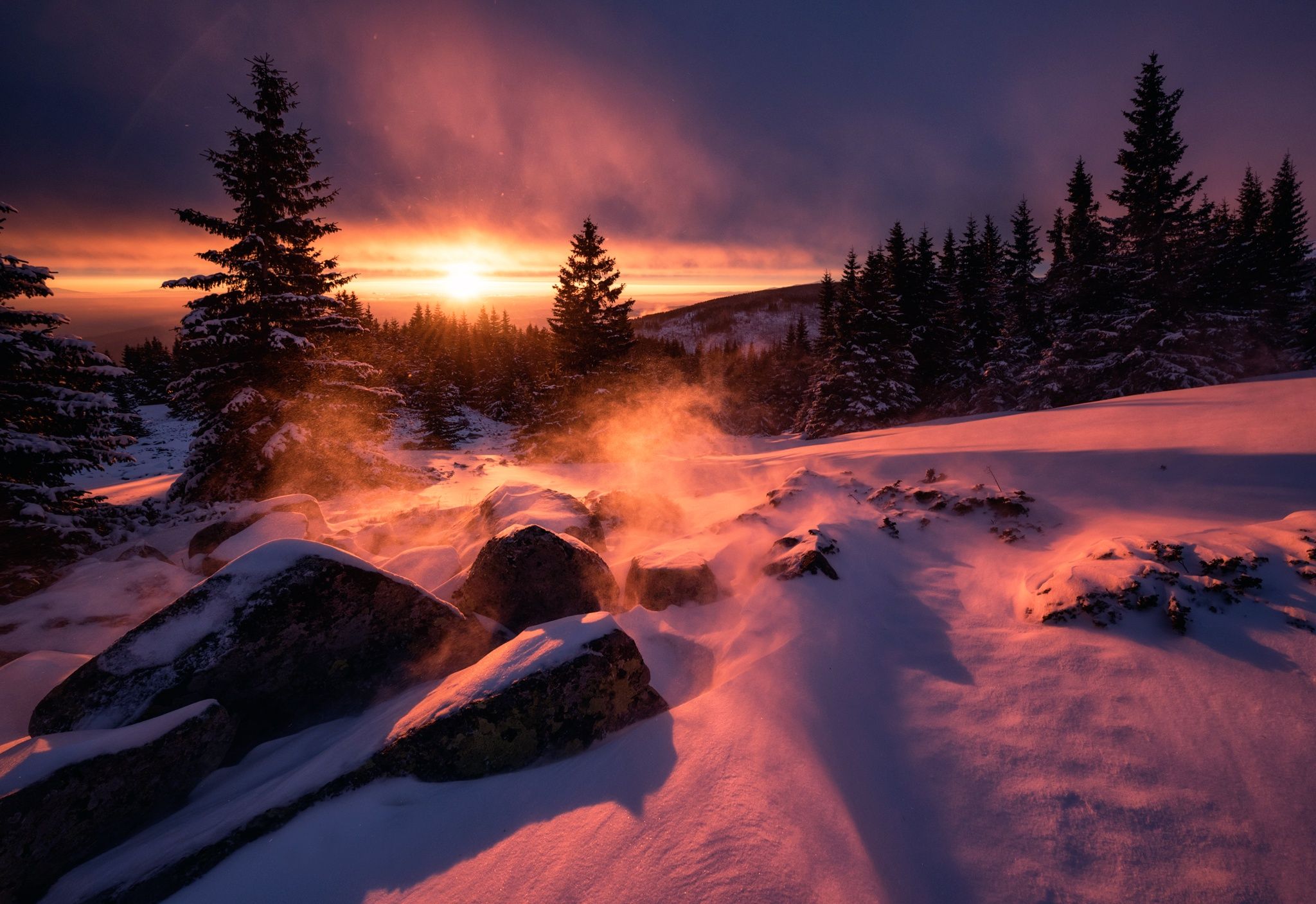 Winter Sunset Desktop Backgrounds