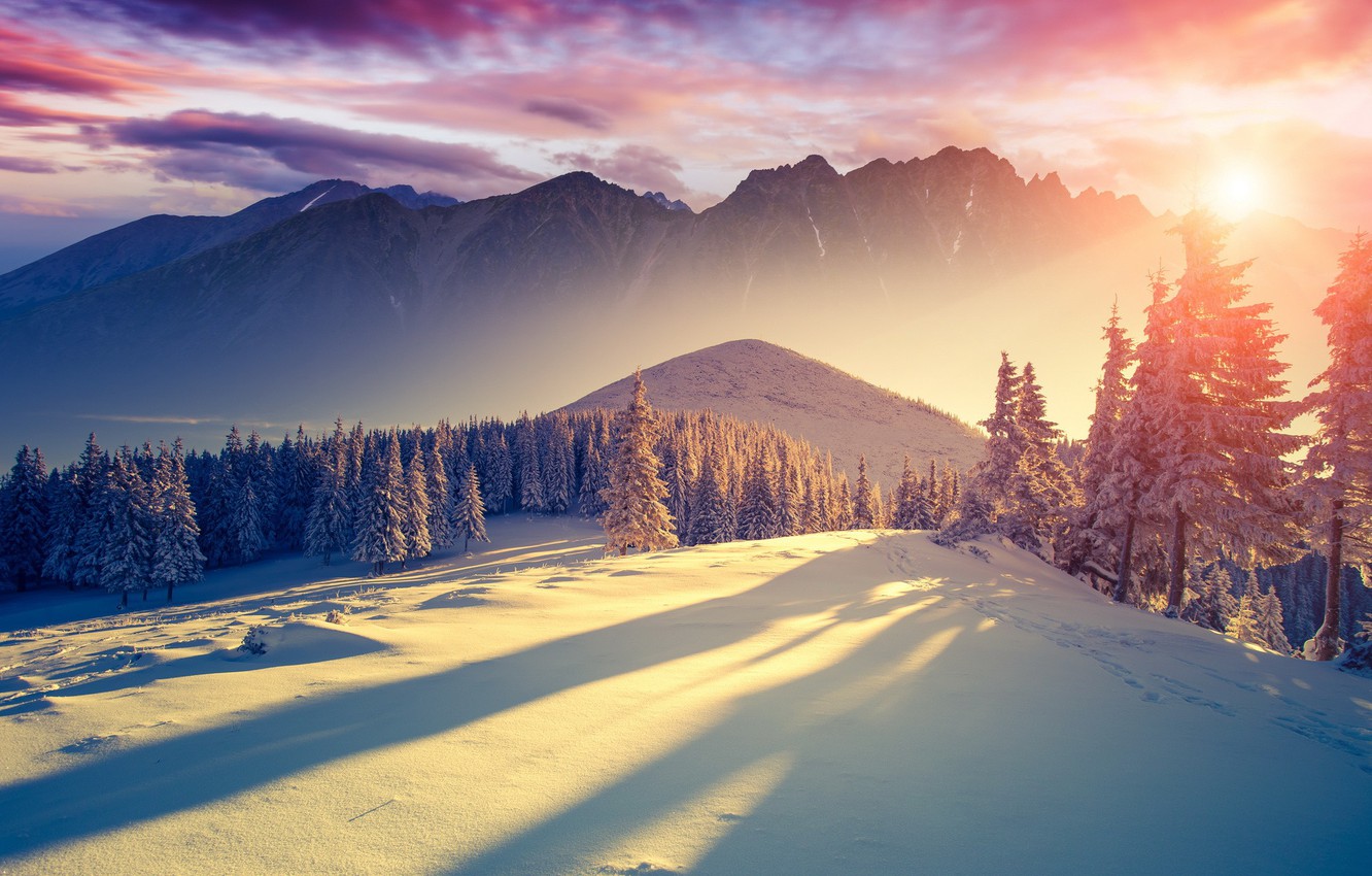 Winter Sunset Desktop Backgrounds