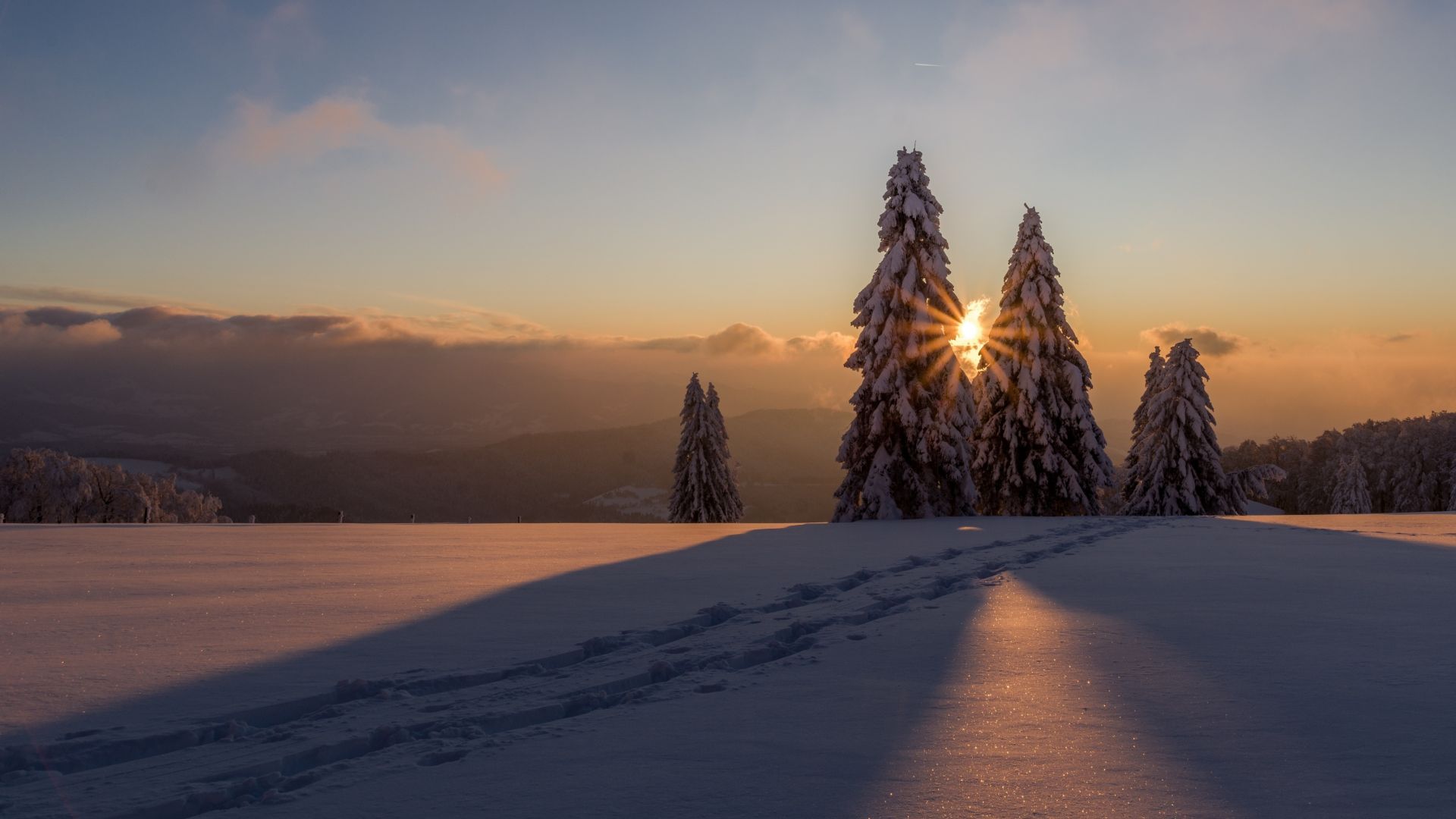 Winter Sunset Desktop Backgrounds