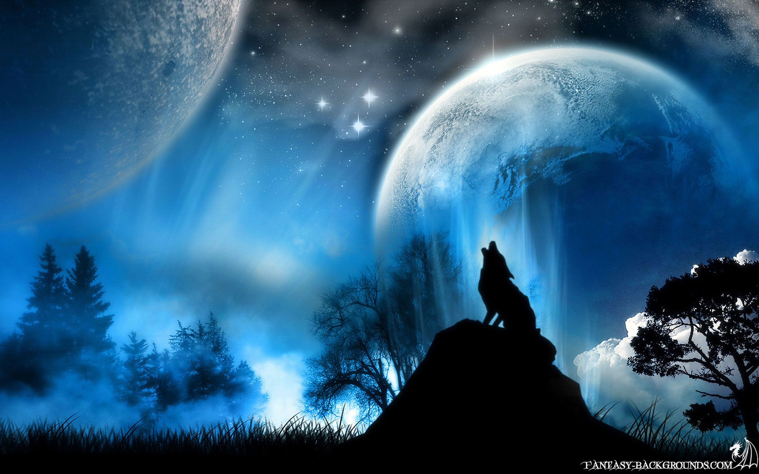 Wolf Howling At The Red Moon Wallpapers