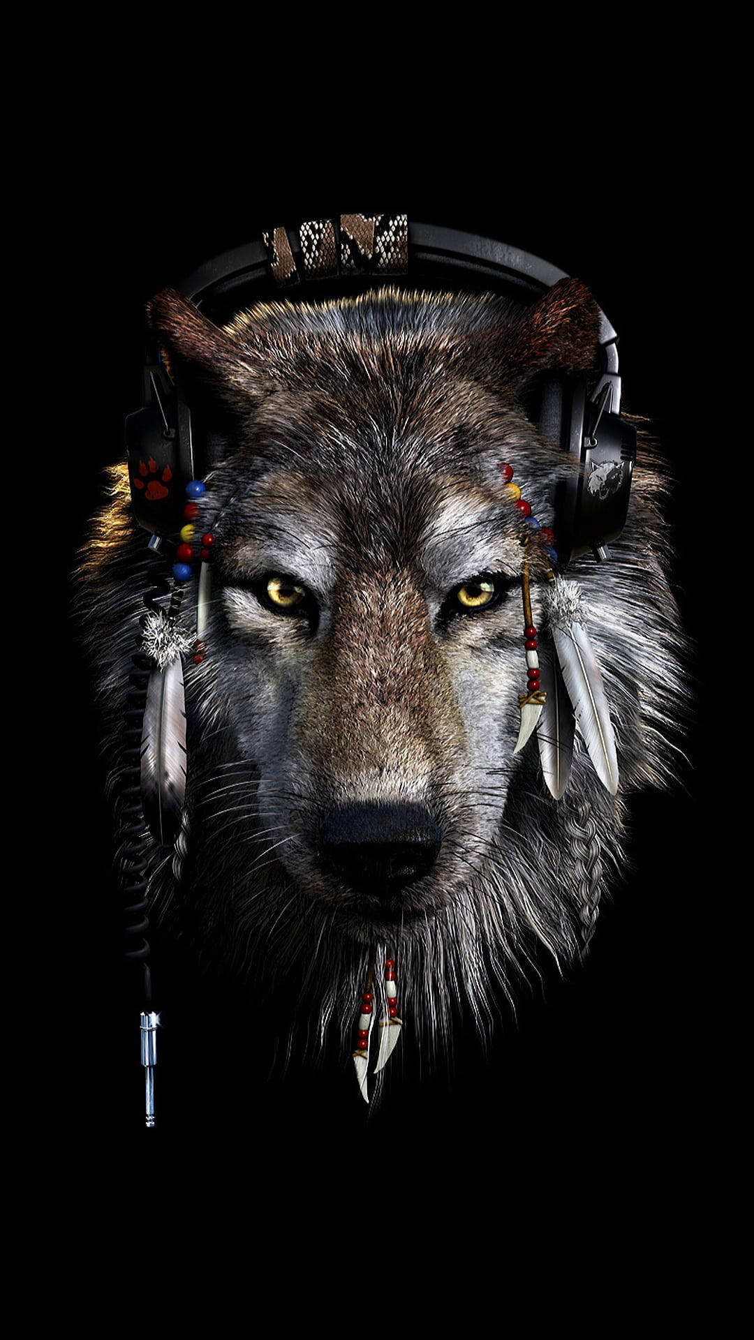 Wolf Wearing Headphones Wallpapers