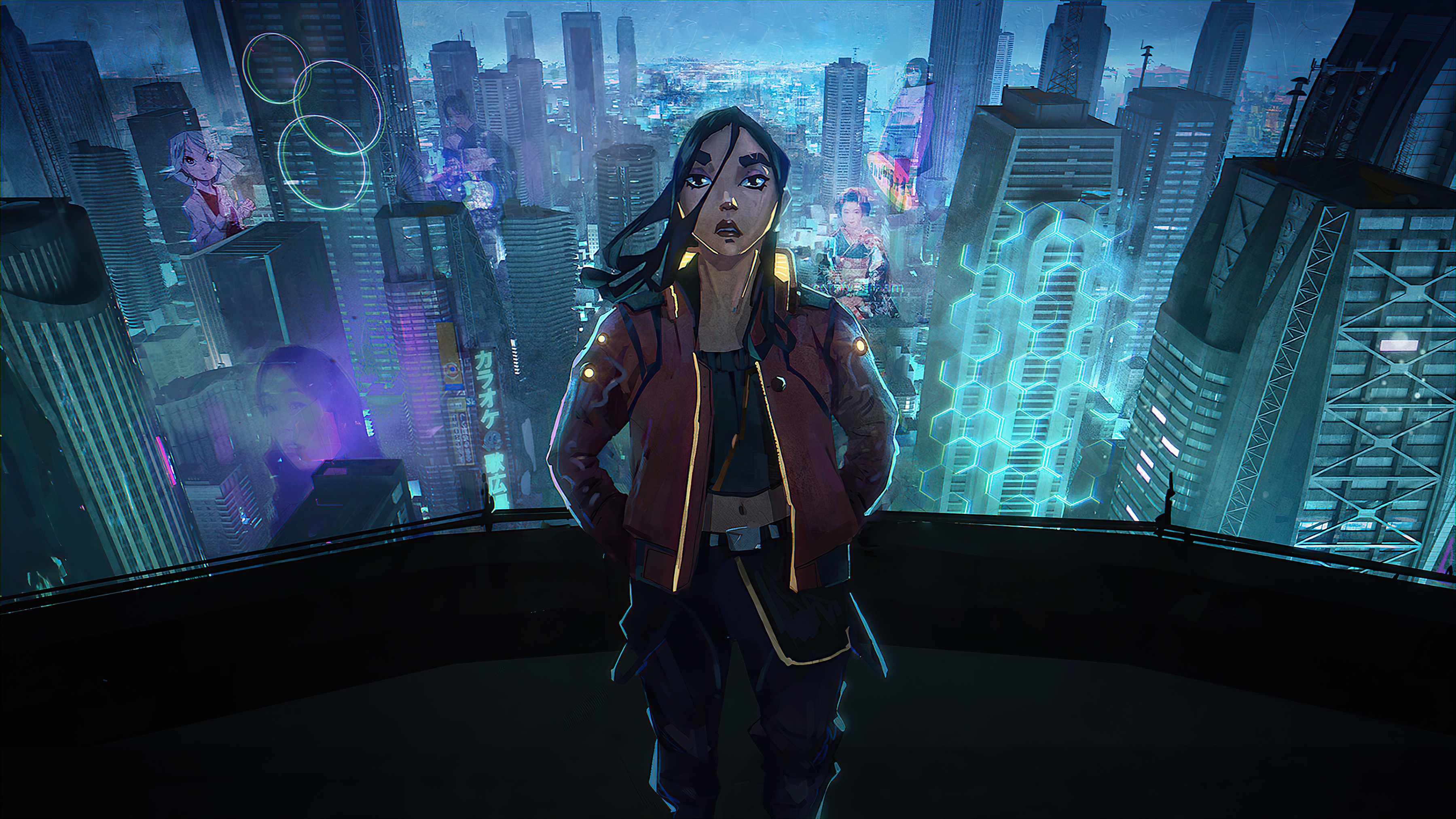 Woman In Cyberpunk City
 Wallpapers