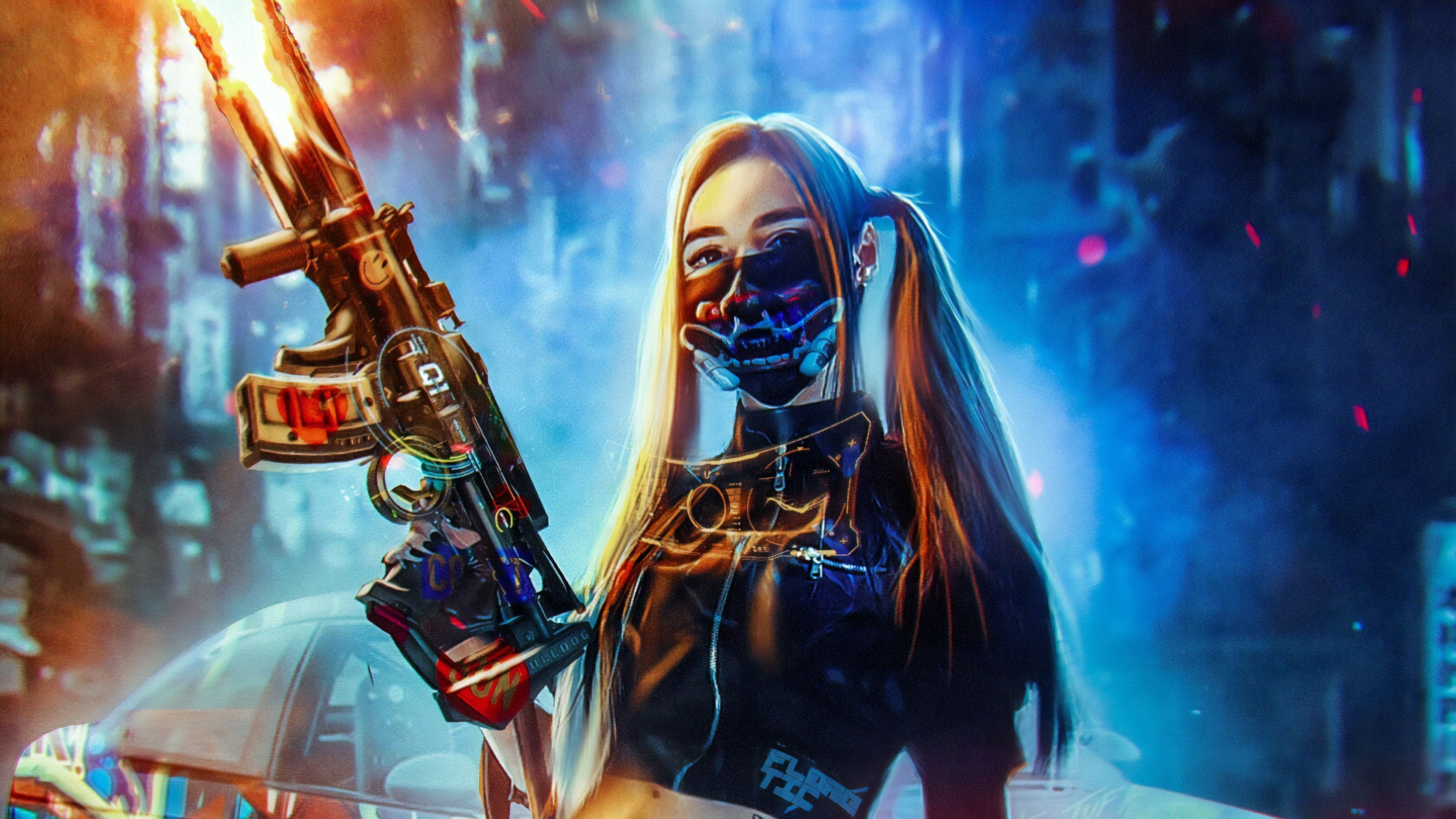 Woman In Cyberpunk City
 Wallpapers