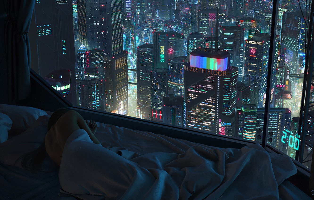 Woman In Cyberpunk City
 Wallpapers