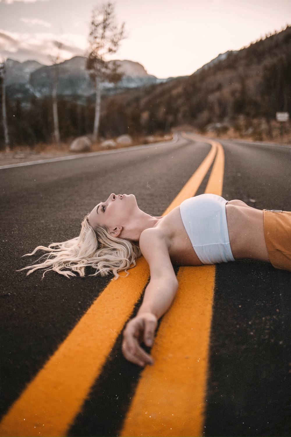 Woman Lying In The Road Wallpapers
