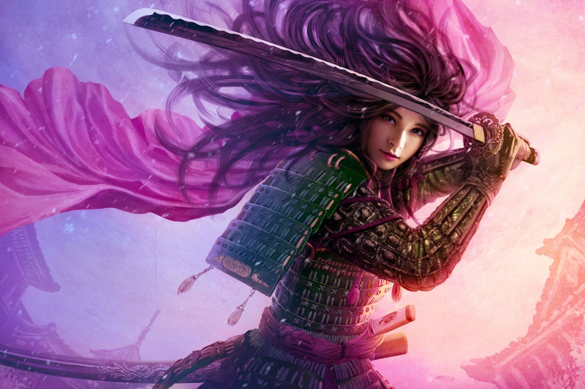 Woman Samurai Warrior With Sword
 Wallpapers