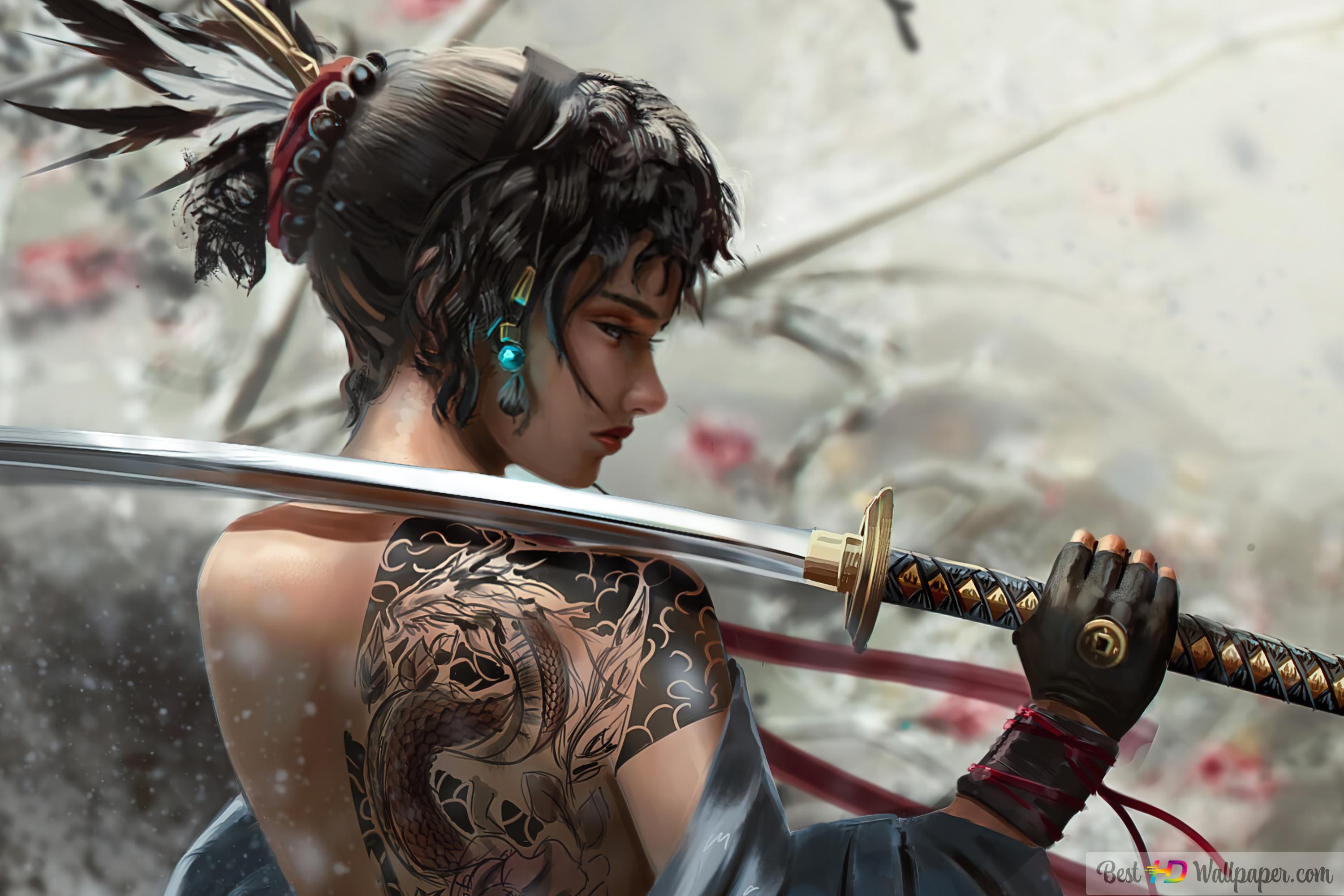 Woman Samurai Warrior With Sword
 Wallpapers