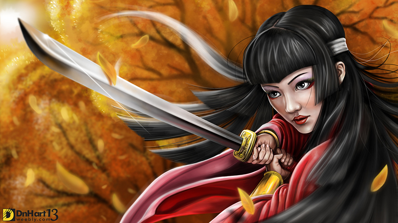 Woman Samurai Warrior With Sword
 Wallpapers