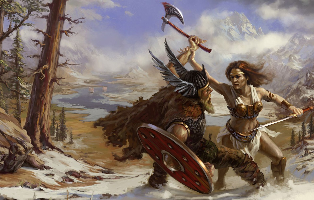 Woman Warrior With Axe Wallpapers