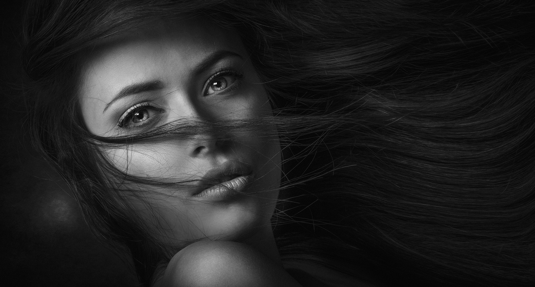 Women Side Face Portrait Monochrome Wallpapers