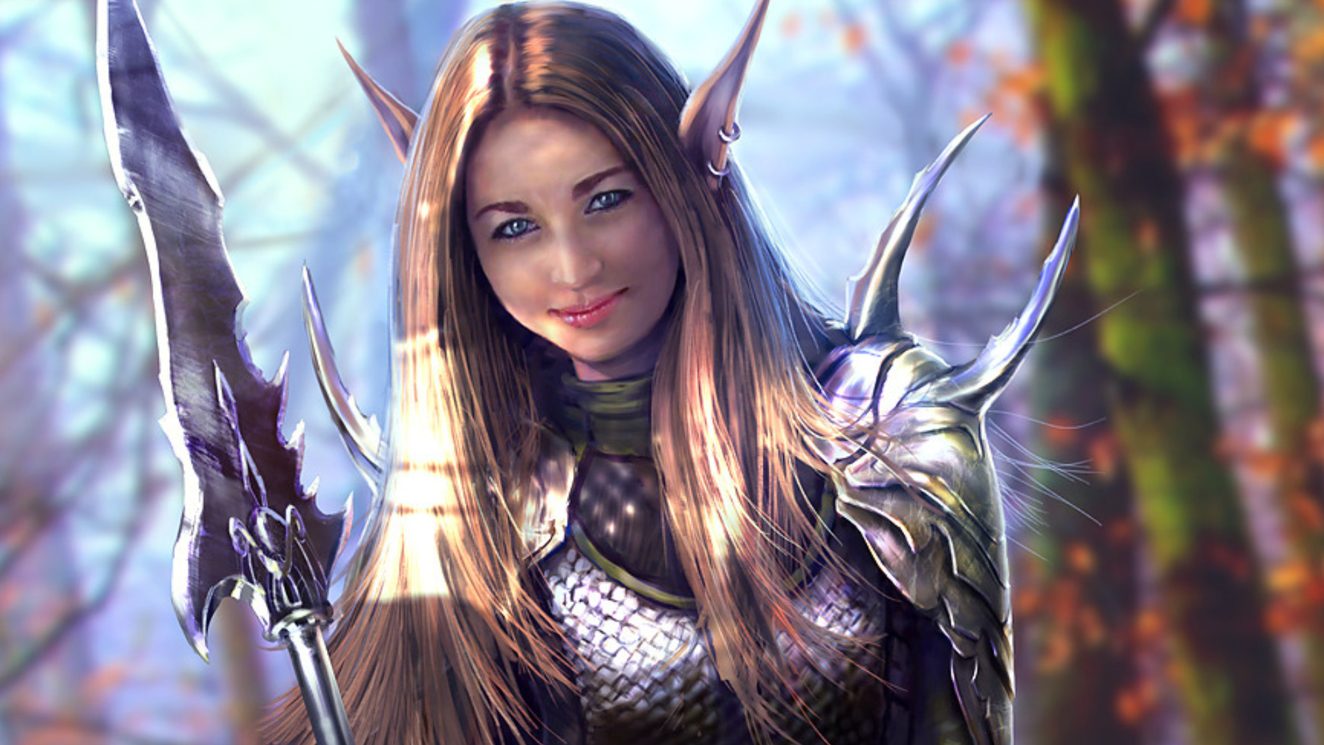 Women Warrior Long Hair Fantasy Girl
 Wallpapers