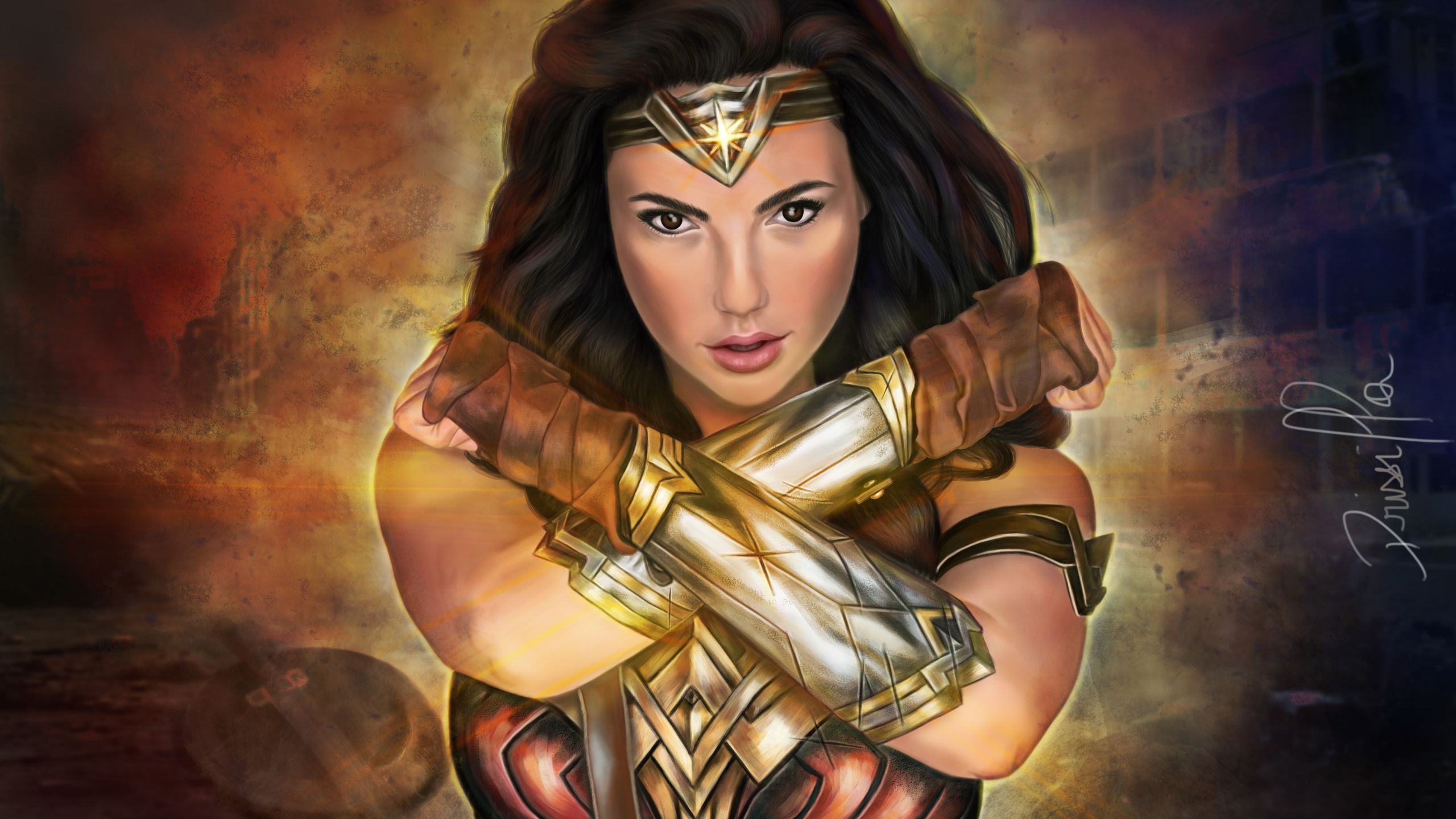 Wonder Woman Lightning Swing Art Wallpapers