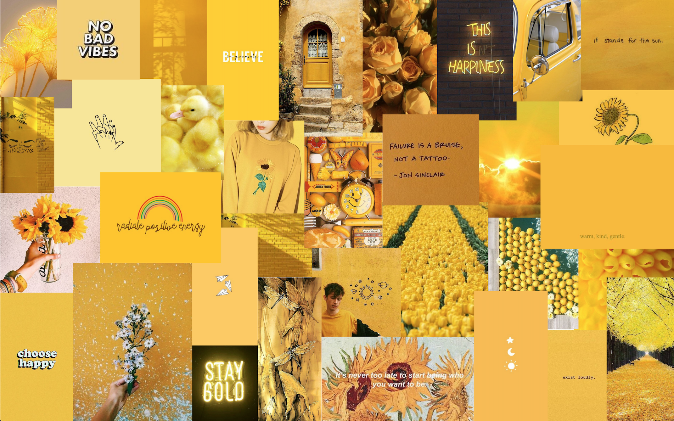 Yellow Aesthetic Photo Collage Wallpapers