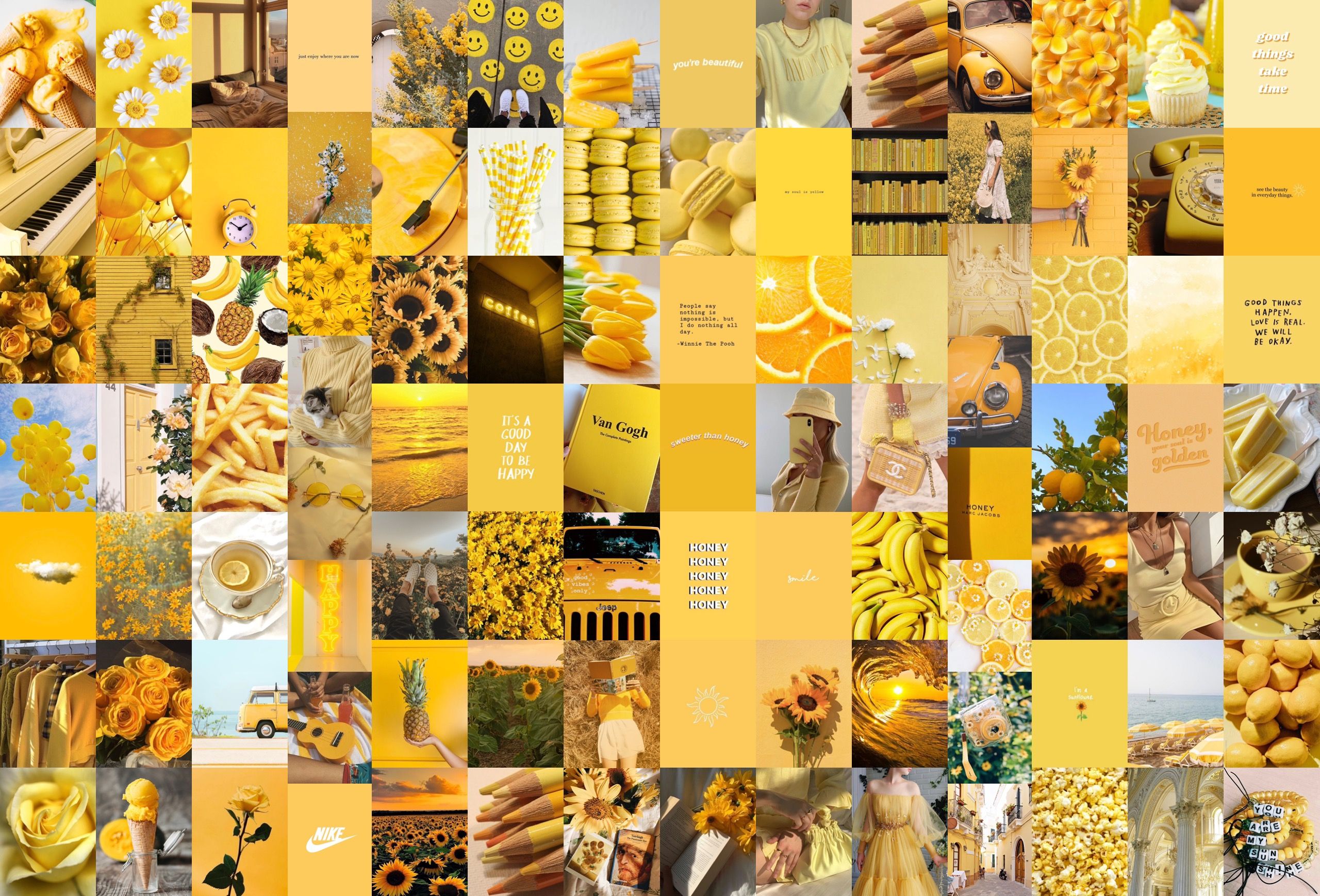 Yellow Aesthetic Photo Collage Wallpapers