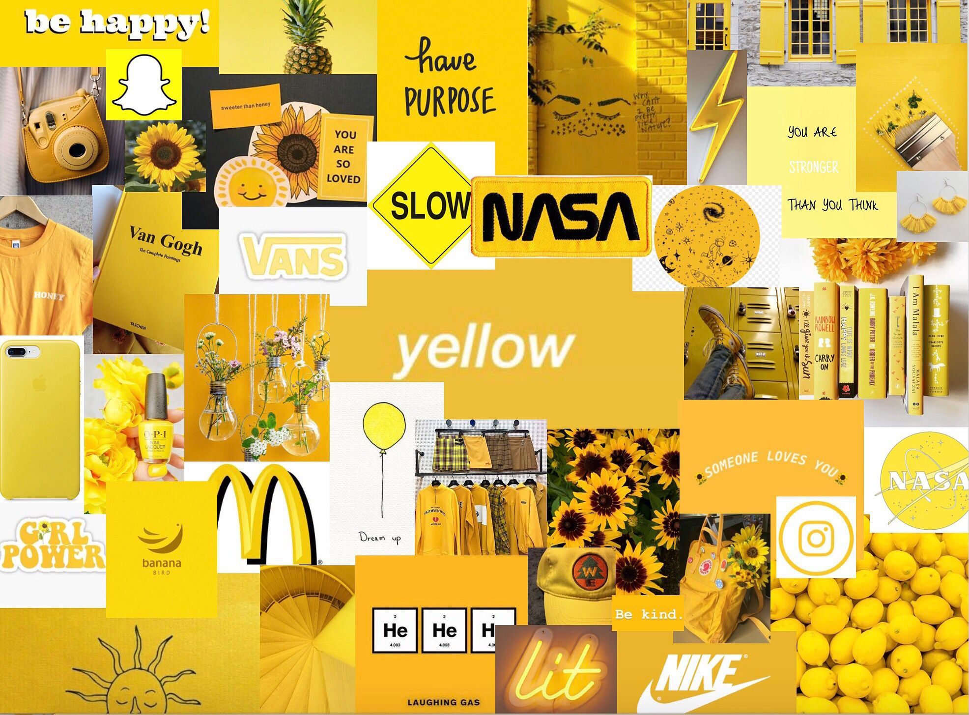 Yellow Aesthetic Photo Collage Wallpapers