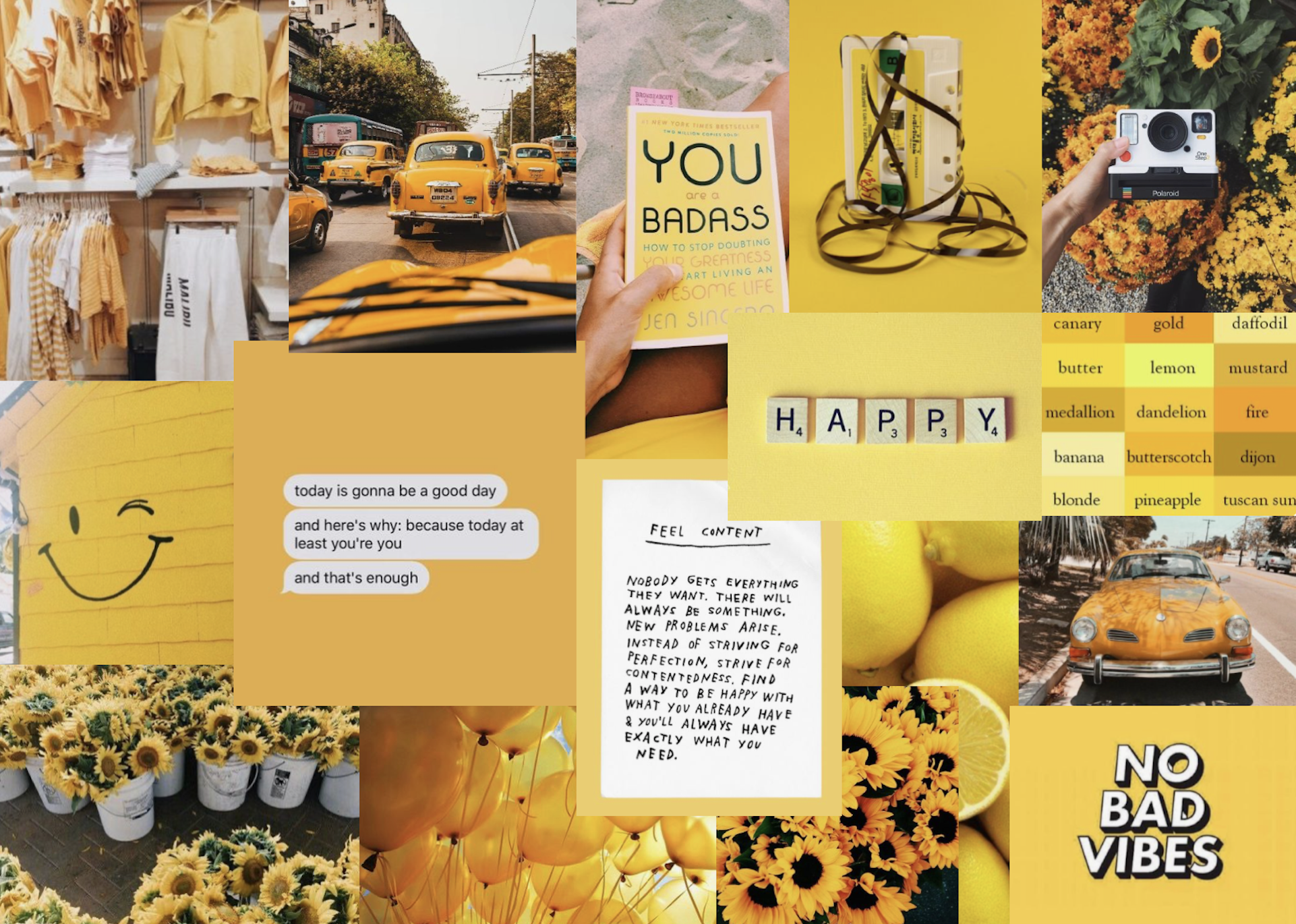 Yellow Aesthetic Photo Collage Wallpapers