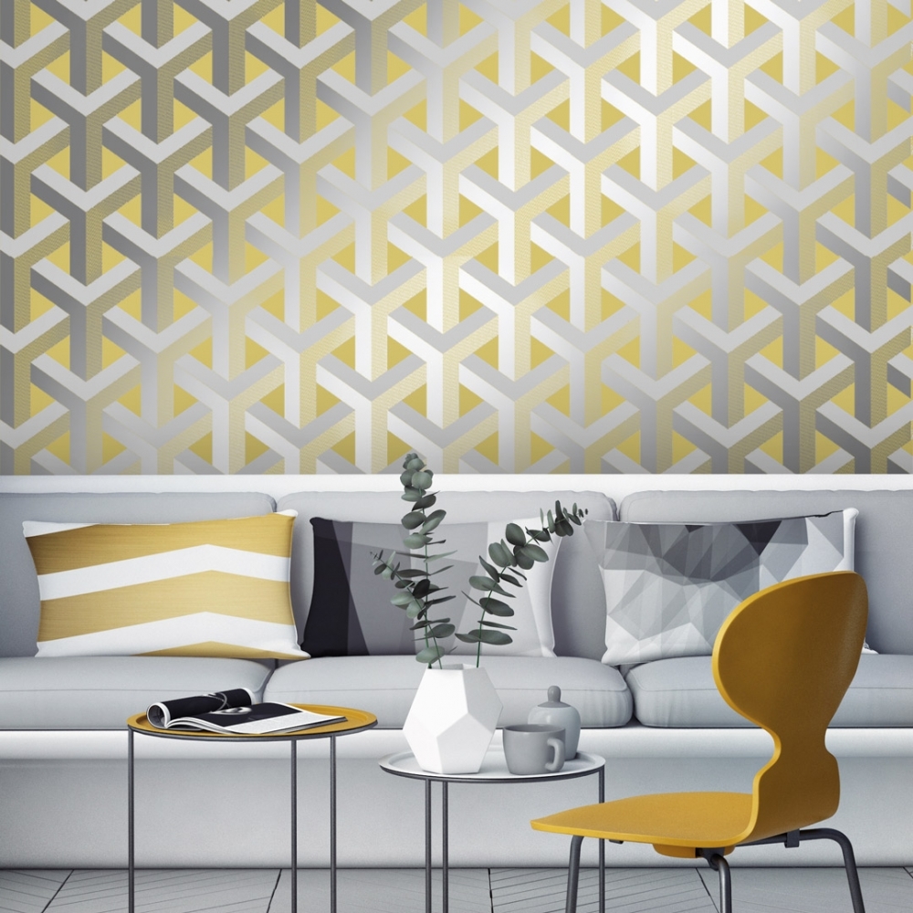 Yellow And White Geometric Wallpapers