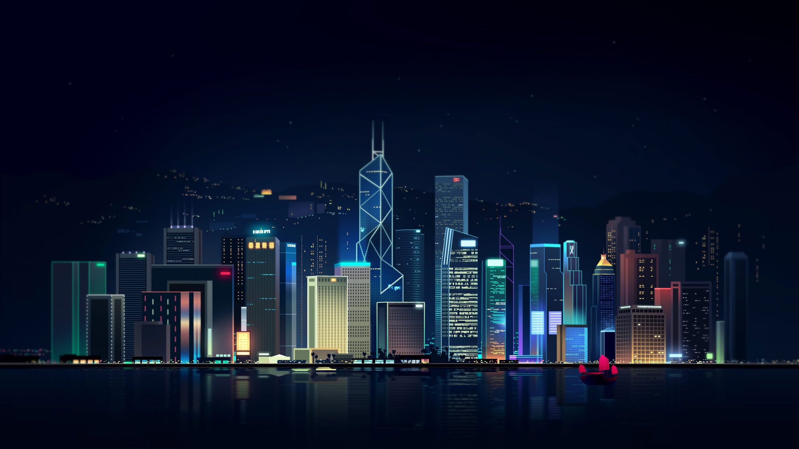 Yellow City Vector Reflection Wallpapers