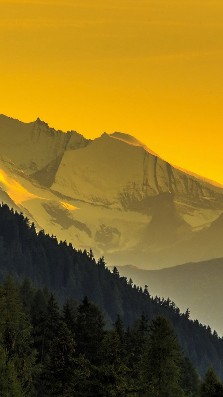 Yellow Horizon Skyline Mountains Wallpapers