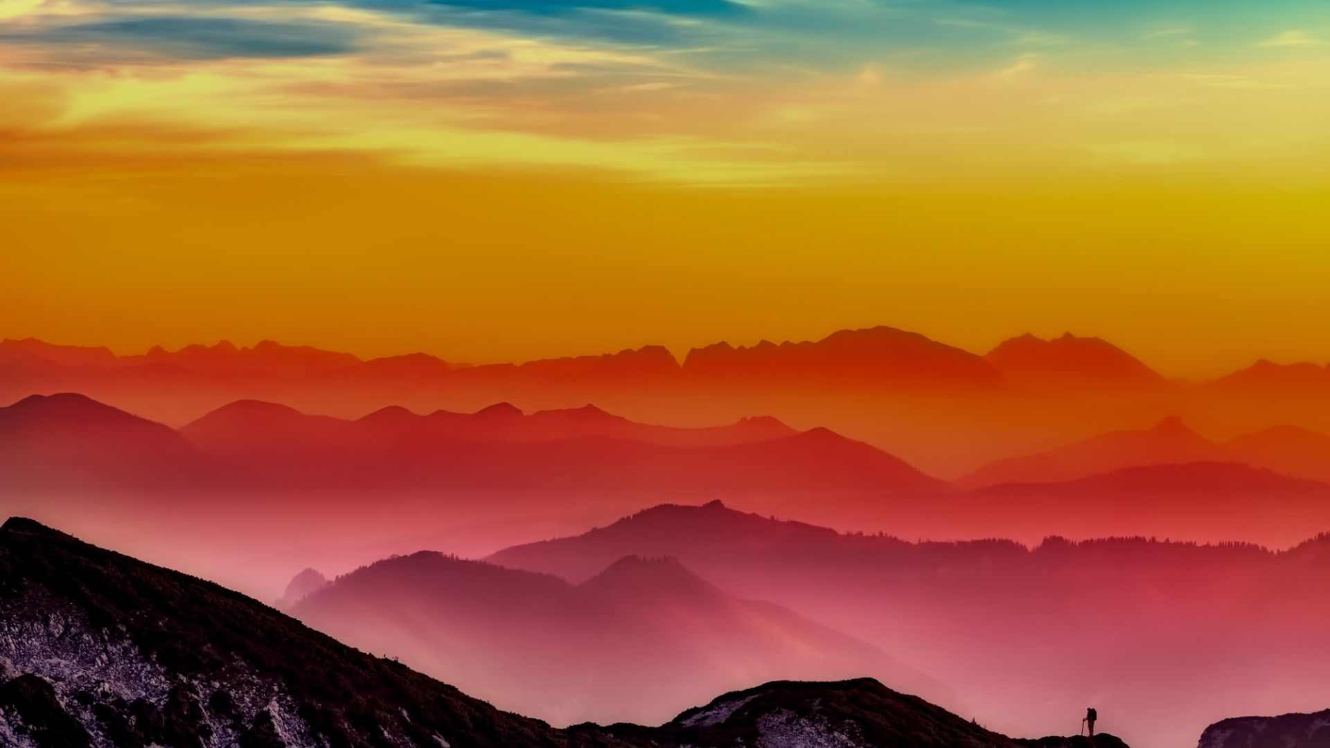 Yellow Horizon Skyline Mountains Wallpapers