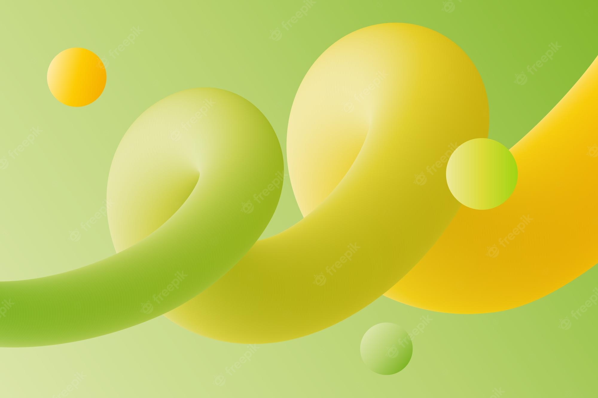 Yellow Lime Shape 3D Green Wallpapers