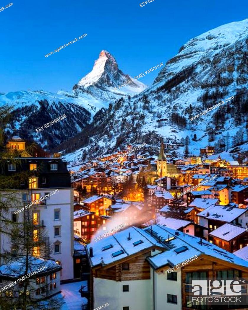 Zermatt-Matterhorn Aerial View At Night Wallpapers