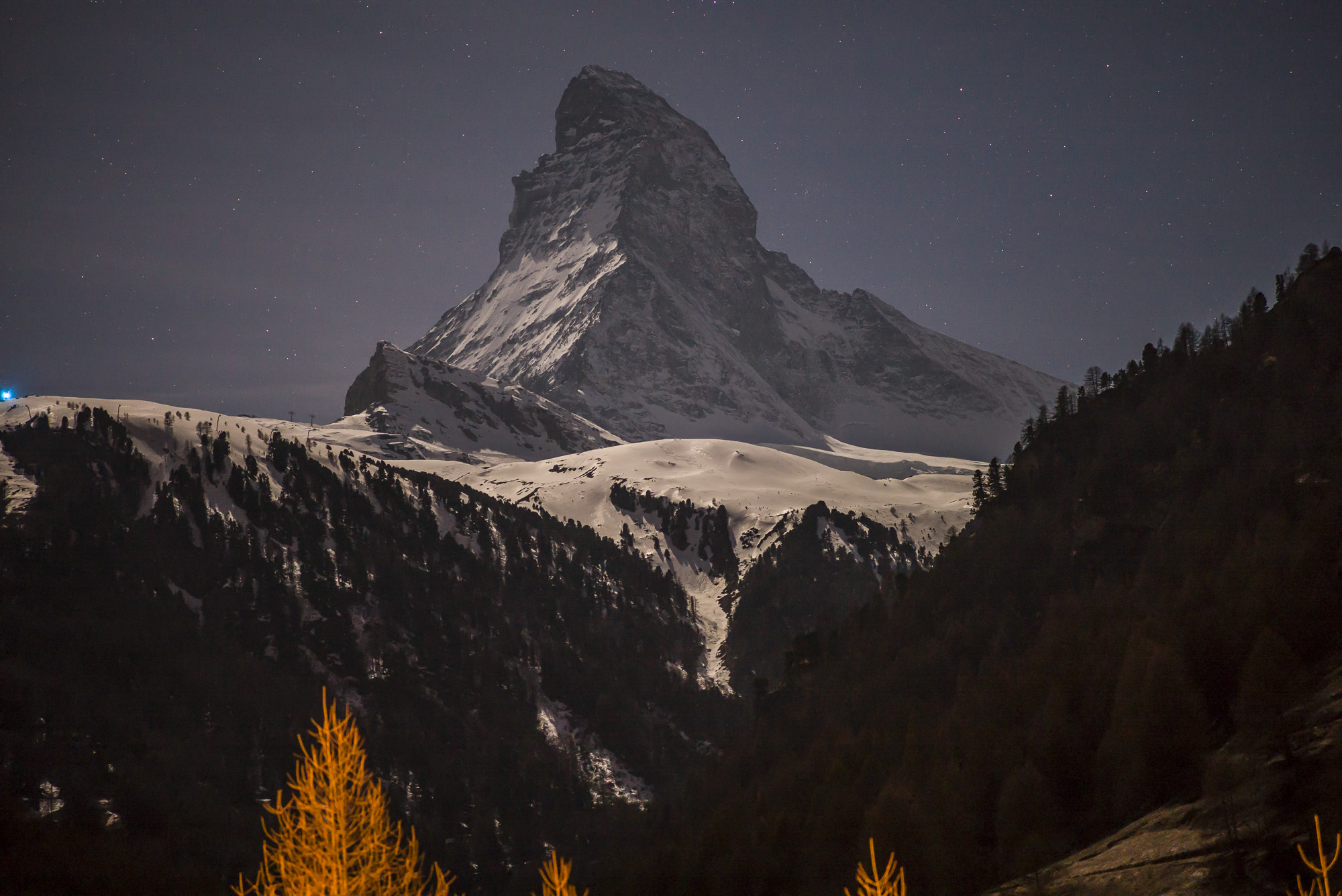 Zermatt-Matterhorn Aerial View At Night Wallpapers