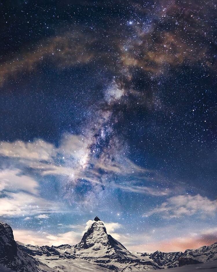 Zermatt-Matterhorn Aerial View At Night Wallpapers