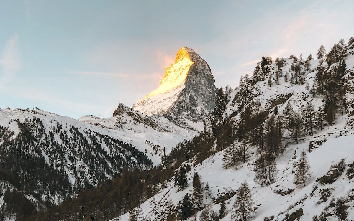 Zermatt-Matterhorn Aerial View At Night Wallpapers